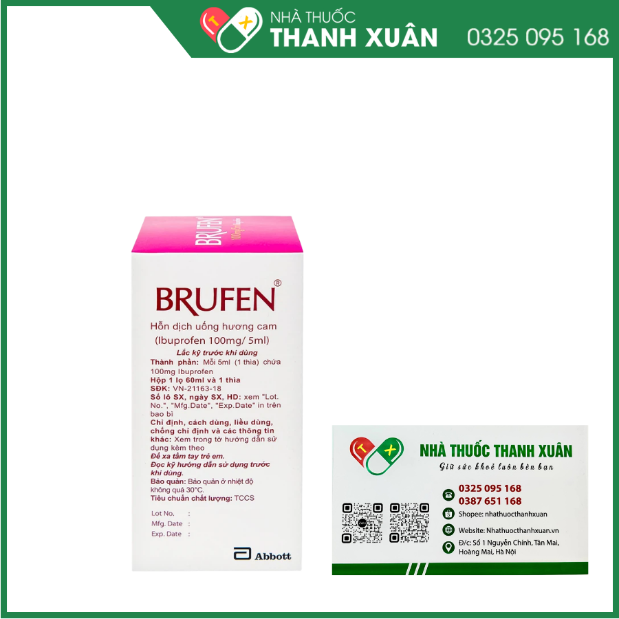 Brufen 100mg/5ml hạ sốt ở trẻ em, giảm đau